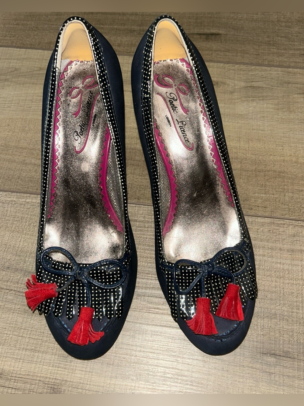 Poetic License Shoes Pin Up Rockabilly Swing Retro 40’s Blue Tassels Size 7.5